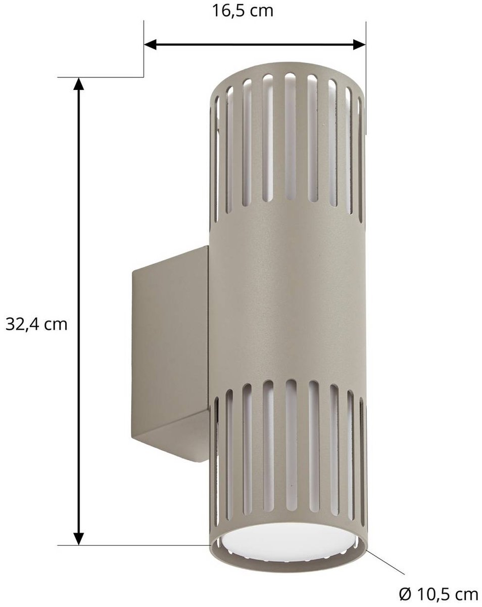Lurinda Außenwandlampe steingrau, 2-fl, IP44, Ø10cm Lindby - Balkon - Modern - Metall - Mehrflammig