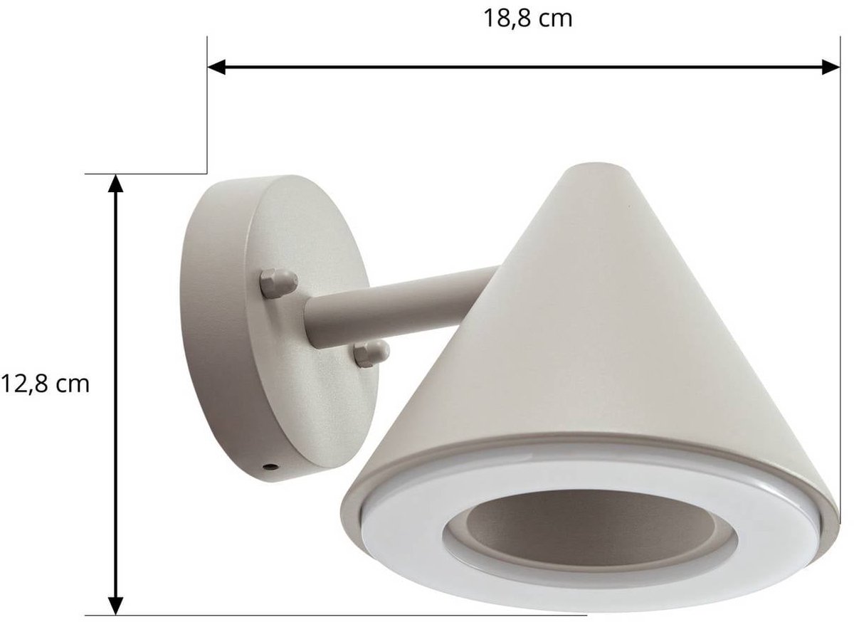 Soran LED-Außenwandleuchte, Metall, Höhe 12 cm, taupe, IP44 Lindby - Modern - Einflammig