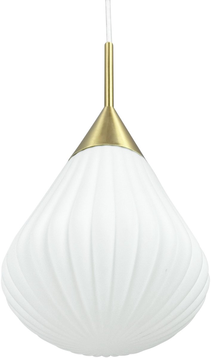 Ballon Pendelleuchte Small Opal/Messing Dyberg Larsen - Wohnzimmer - Design - Glas - Mit Schirm
