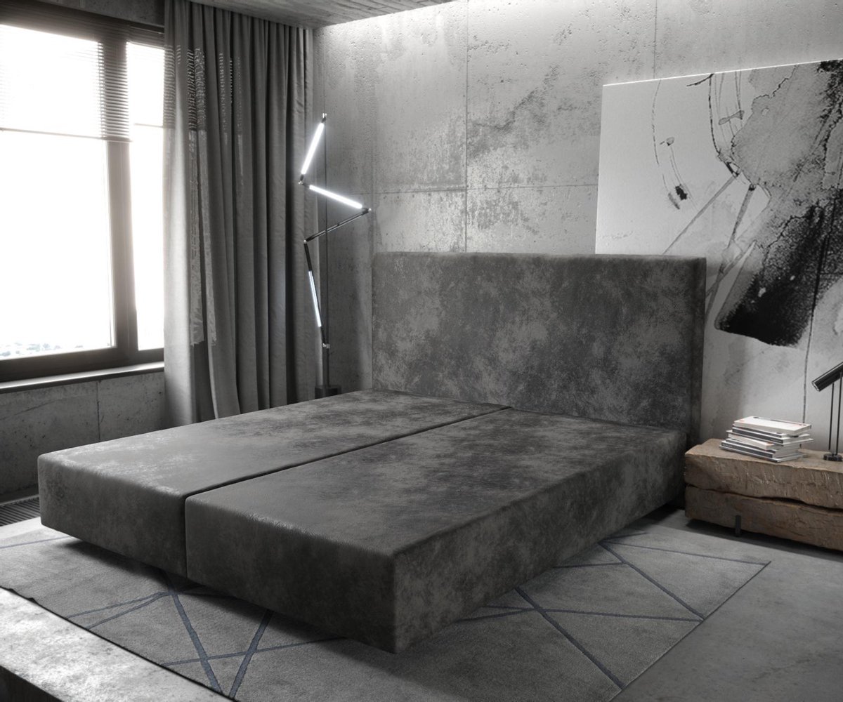 Boxspringgestell Dream-Well 180x200 cm Mikrofaser Anthrazit Vintage