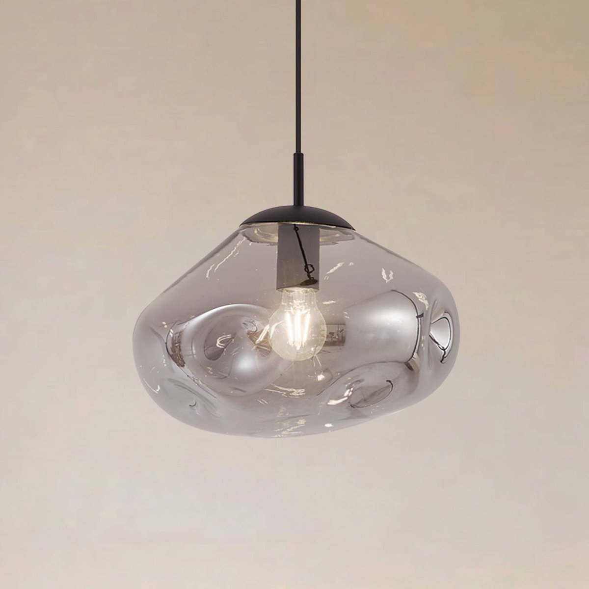 Lelia Hängeleuchte Ø 35 cm rauchgrau Glas Lindby - Esszimmer - Design - Einflammig