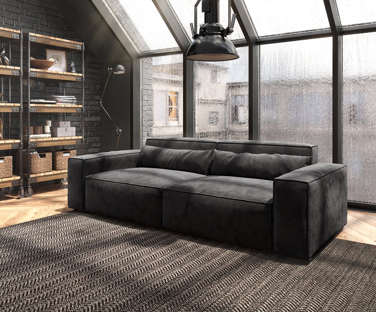Big-Sofa Sirpio 230x95 cm Mikrofaser Schwarz