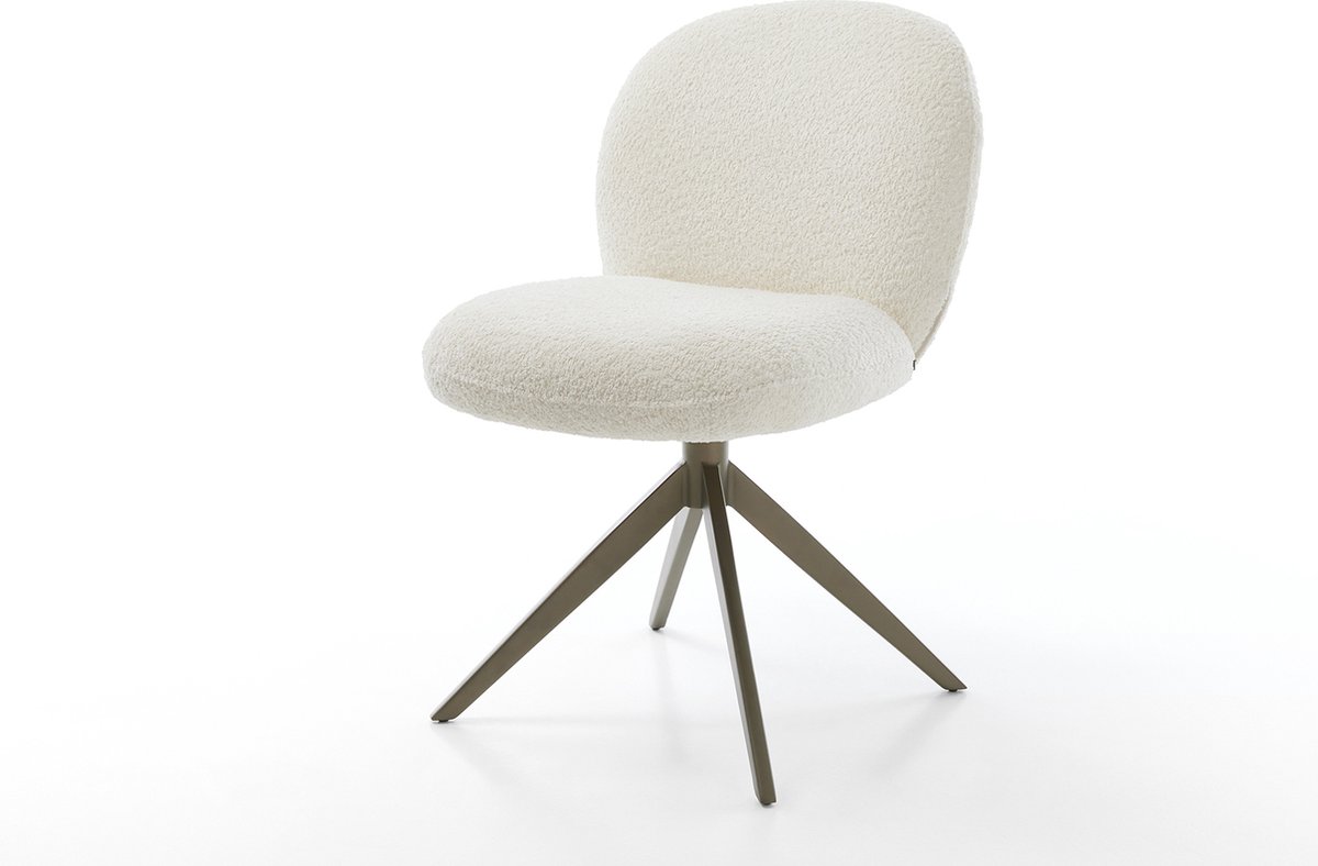 Drehstuhl Nube-Flex Bouclé Weiß Kreuzgestell breit Effektfinish Titan 360° drehbar Taschenfederkern