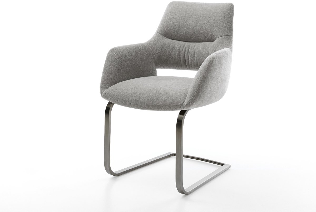 Freischwinger Yago-Flex mit Armlehnen Strukturstoff Soft Grau Freischwinger flach Graphit Taschenfederkern
