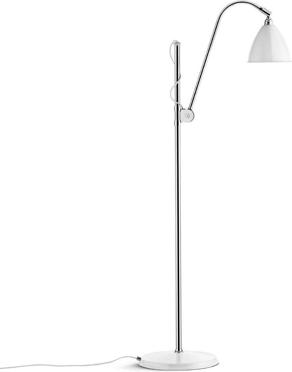 Bestlite BL3 Stehleuchte Ø16 Chrom/Matt Weiß GUBI - Wohnzimmer - Design - Metall - Mit Schirm