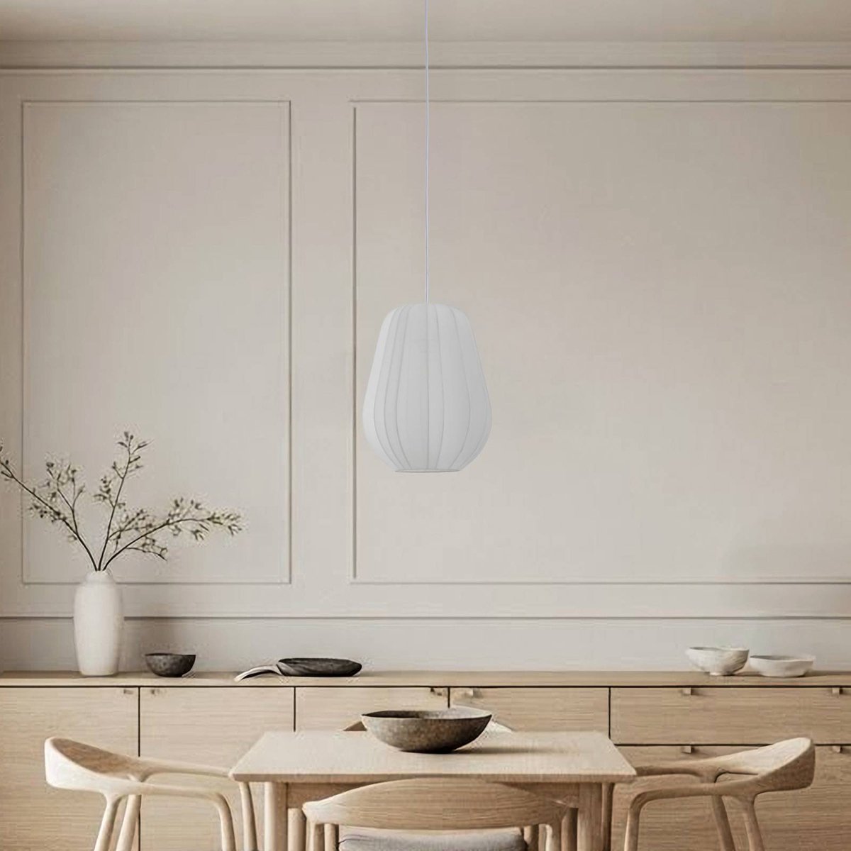 Helin Pendelleuchte Ø30 Weiß Lindby - Esszimmer - Modern - Stoff / Textil - Einflammig