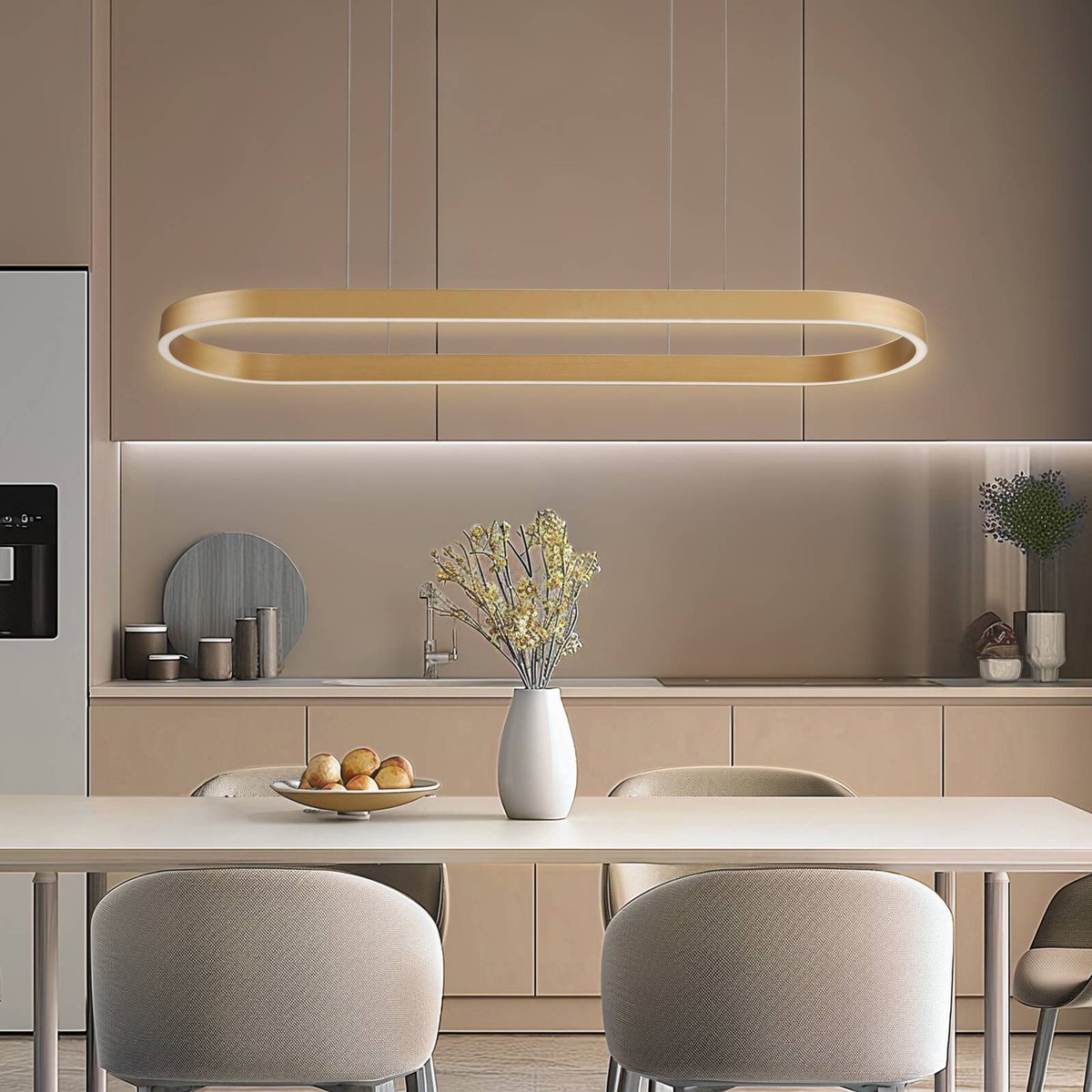 Lucande Smart LED-Hängeleuchte Melinay, gold, CCT, Tuya - Wohnzimmer - Modern - Aluminium - Einflammig