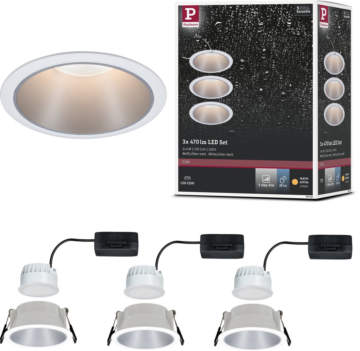 Cole LED-Spotlight silber-weiß 3er-Set Paulmann - Flurbereich - Modern - Metall - Einflammig