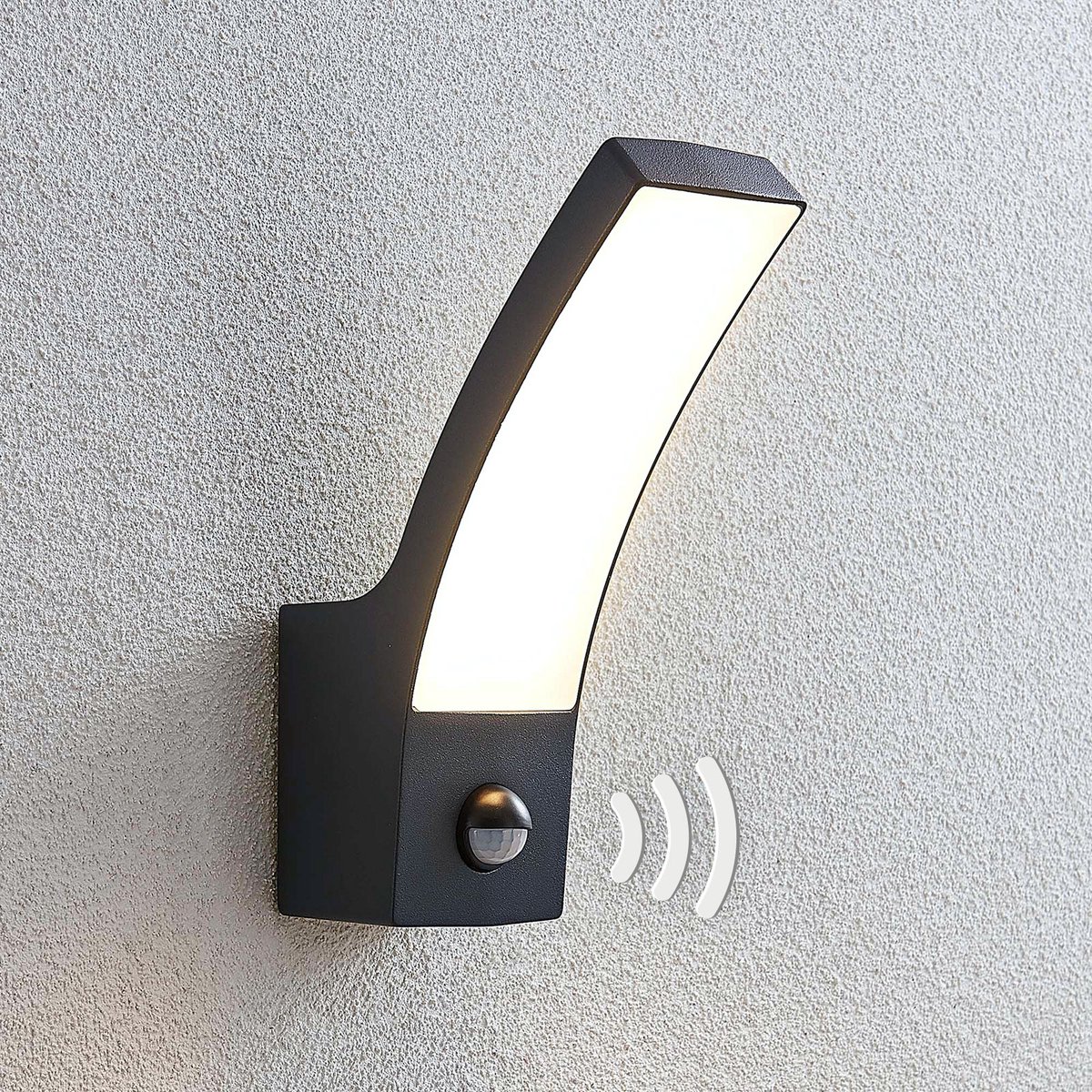 Ilvita LED Außenwandleuchte w/Sensor Anthracite Lindby - Balkon - Modern - Aluminium - Einflammig
