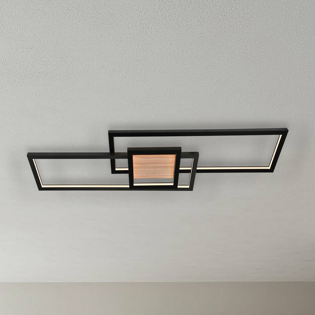 Emiljan LED Deckenleuchte Schwarz Lindby - Wohnzimmer - Modern - Metall - Eckig