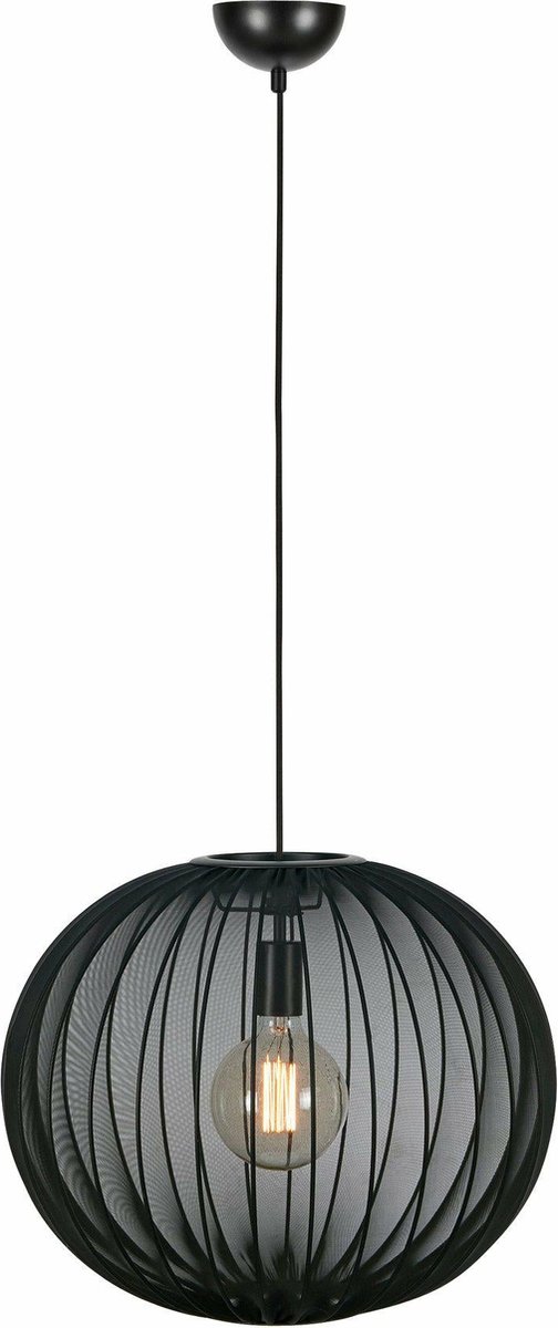 Florence Pendelleuchte Ø50 Black Markslöjd - Wohnzimmer - Skandinavisch - Stoff / Textil - Mit Schirm