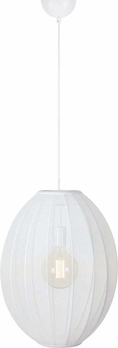 Florence Pendelleuchte Ø40 White Markslöjd - Wohnzimmer - Skandinavisch - Stoff / Textil - Mit Schirm