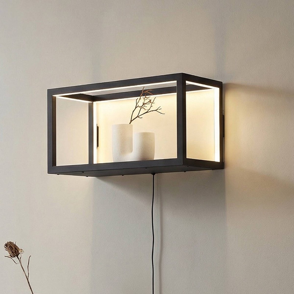 Birta LED-Wandleuchte, Stecker, Regal, 51 cm, USB Lindby - Wohnzimmer - Modern - Metall - Eckig