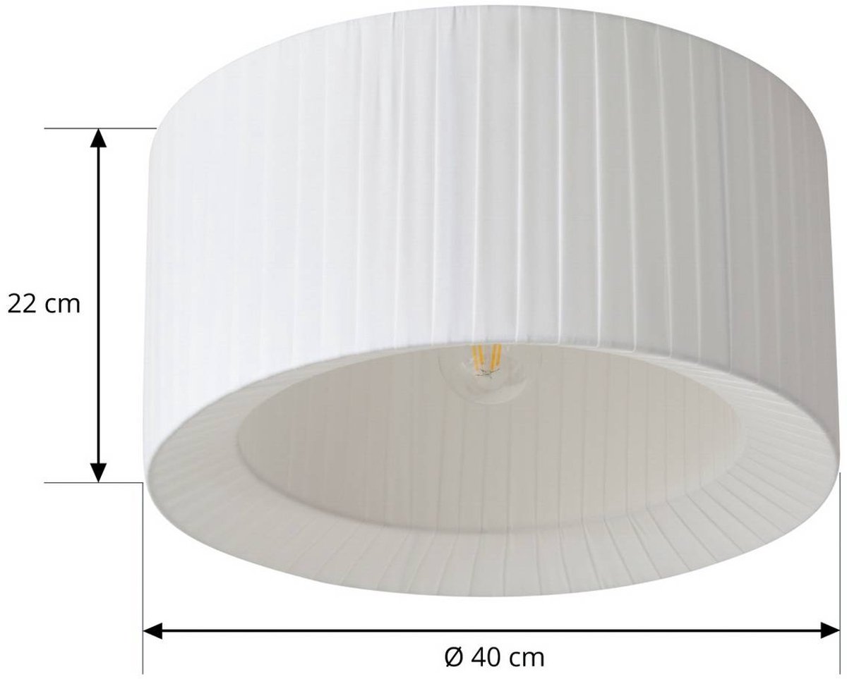 Virelle Deckenleuchte Textil Ø 40 cm weiß Lindby - Wohnzimmer - Stoff / Textil - Einflammig