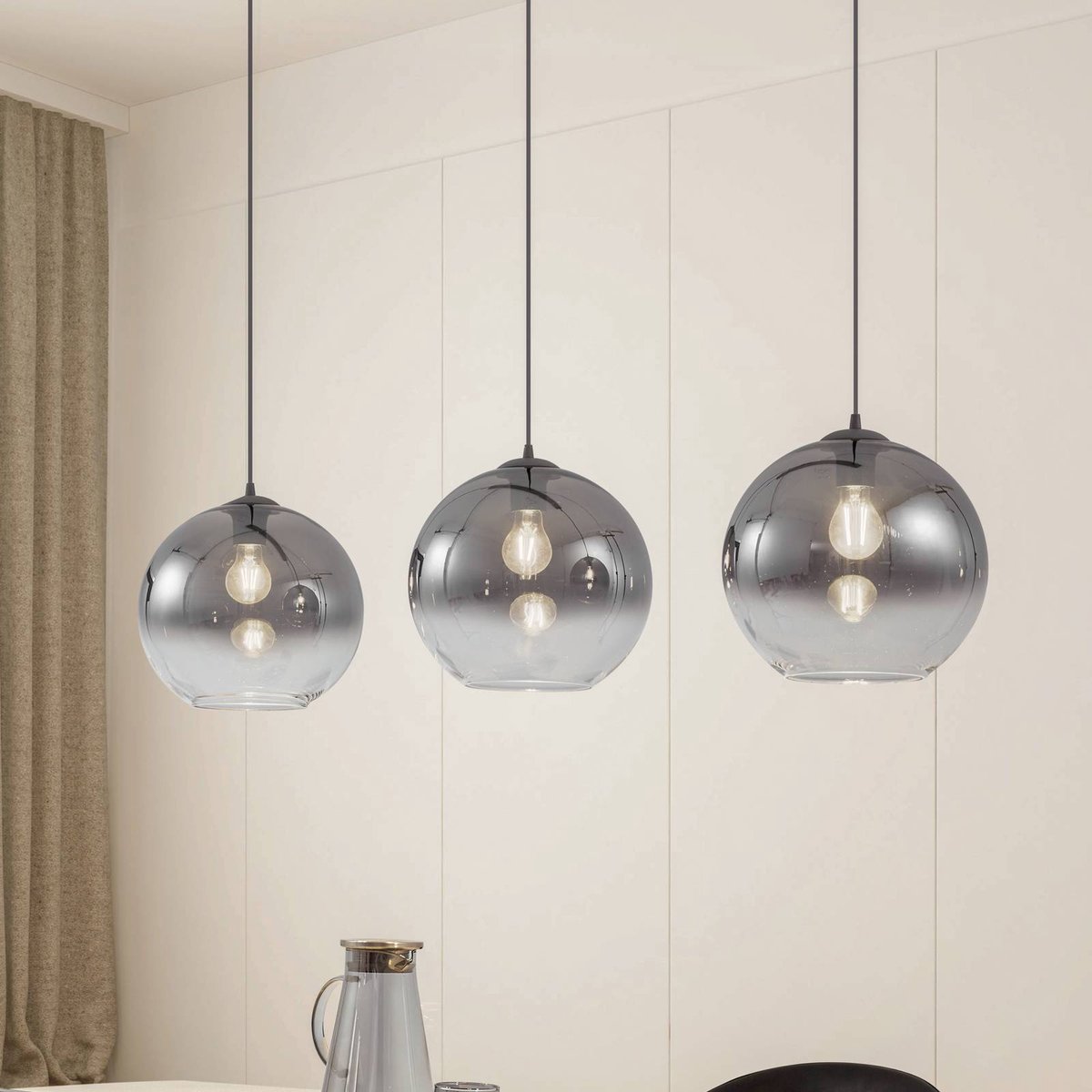 Brillar Hängeleuchte, dreiflammig, 128 cm, rauchgrau, Glas Lucande - Wohnzimmer - Modern - Mehrflammig