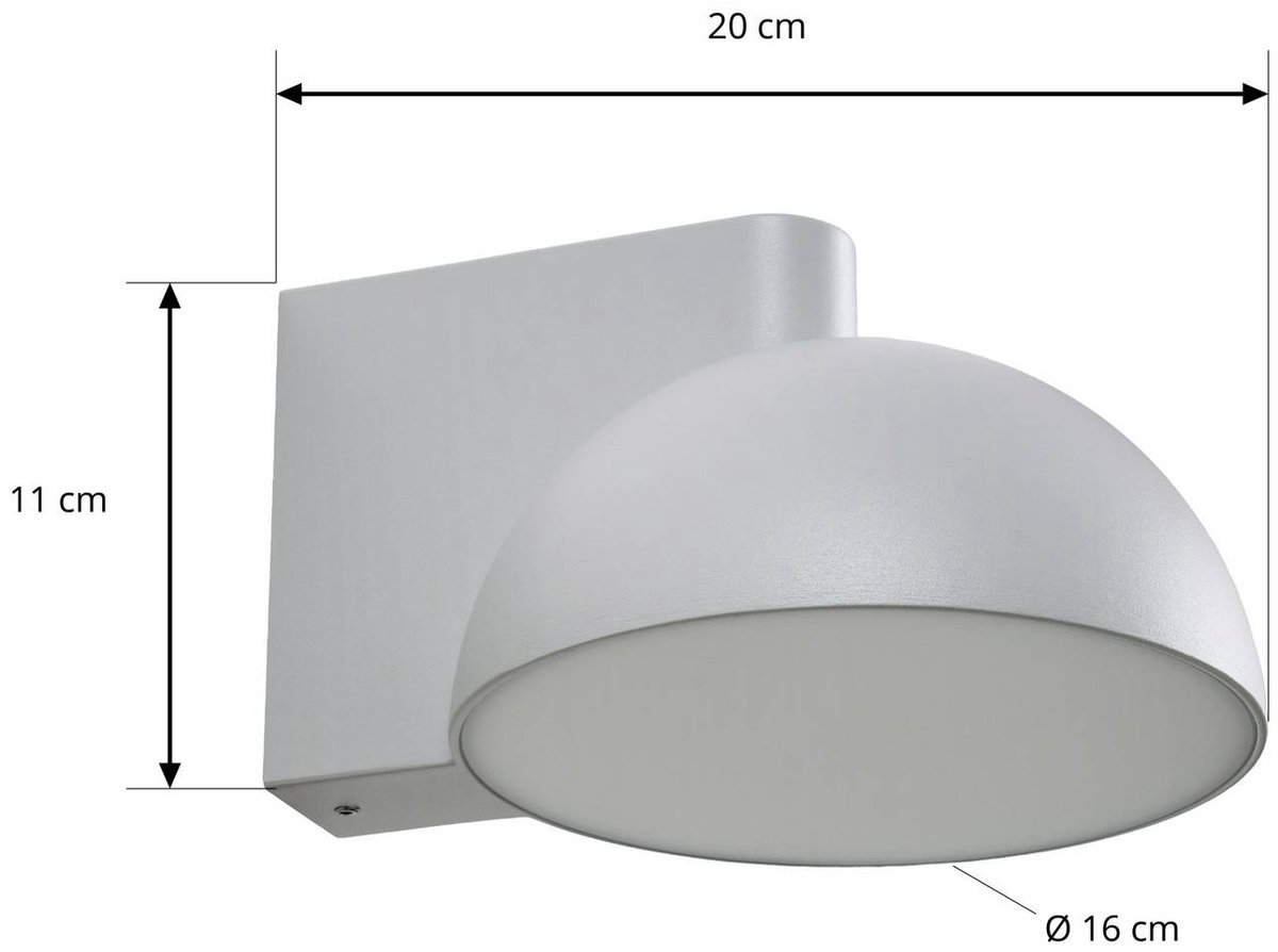 Velira LED-Außenwandleuchte, Metall, IP54, hellgrau Lucande - Modern - Einflammig