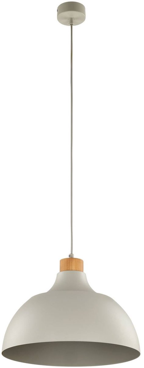 Kaitt Hängelampe, beige, Ø 34 cm, Holzdetail Envostar - Wohnzimmer - Skandinavisch - Metall - Einflammig