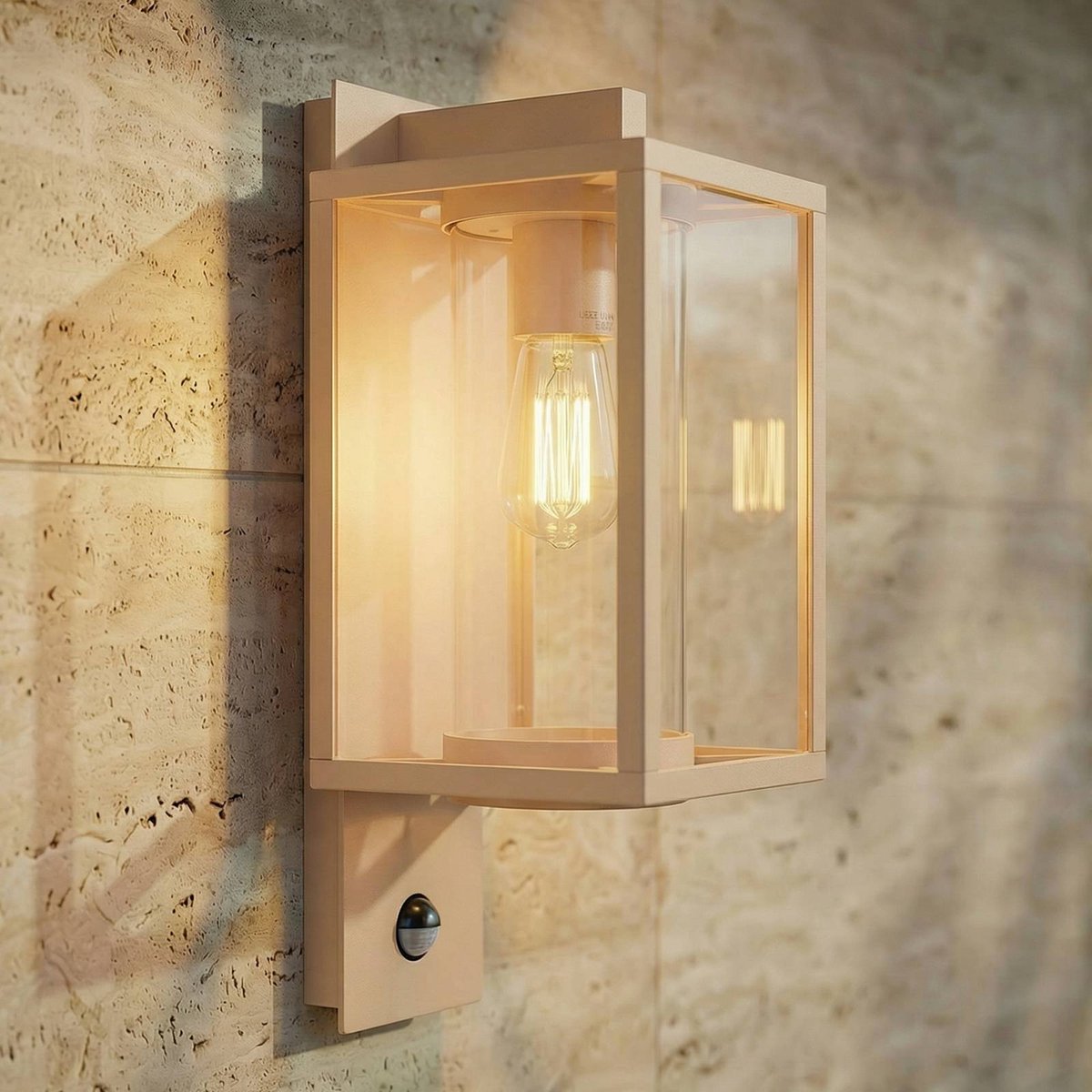 Ferda Draußen Wandleuchte w/Sensor Beige Lucande - Terrasse - Modern - Aluminium - Einflammig