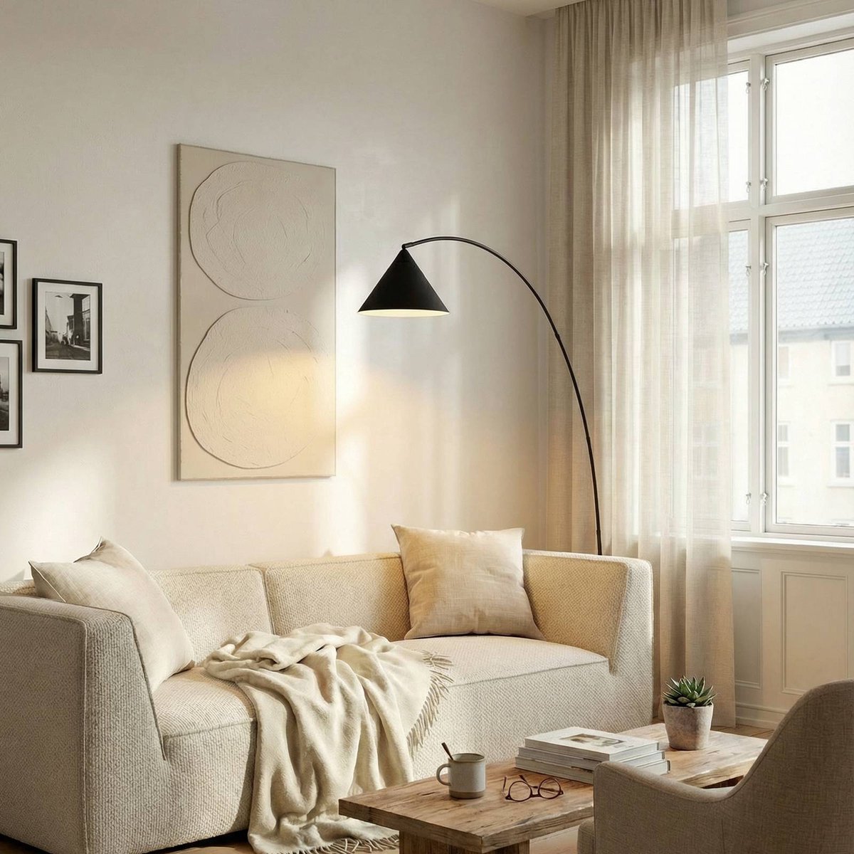 Triangolo Bogenleuchte 195 cm Metall E27 schwarz Lindby - Wohnzimmer - Modern
