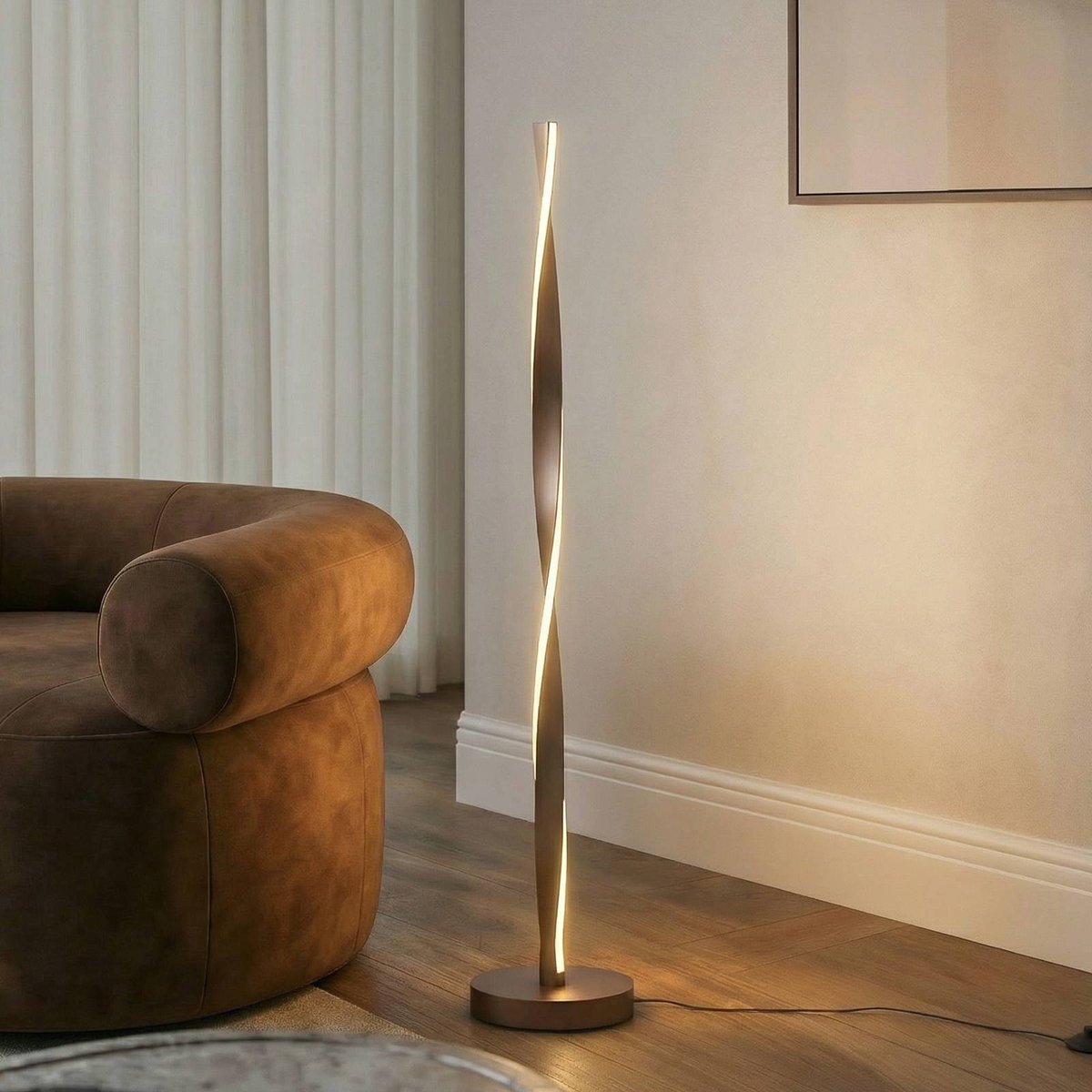 Jaren LED-Stehleuchte, schwarz/braun, 114 cm, CCT Lindby - Wohnzimmer - Modern - Metall - Einflammig