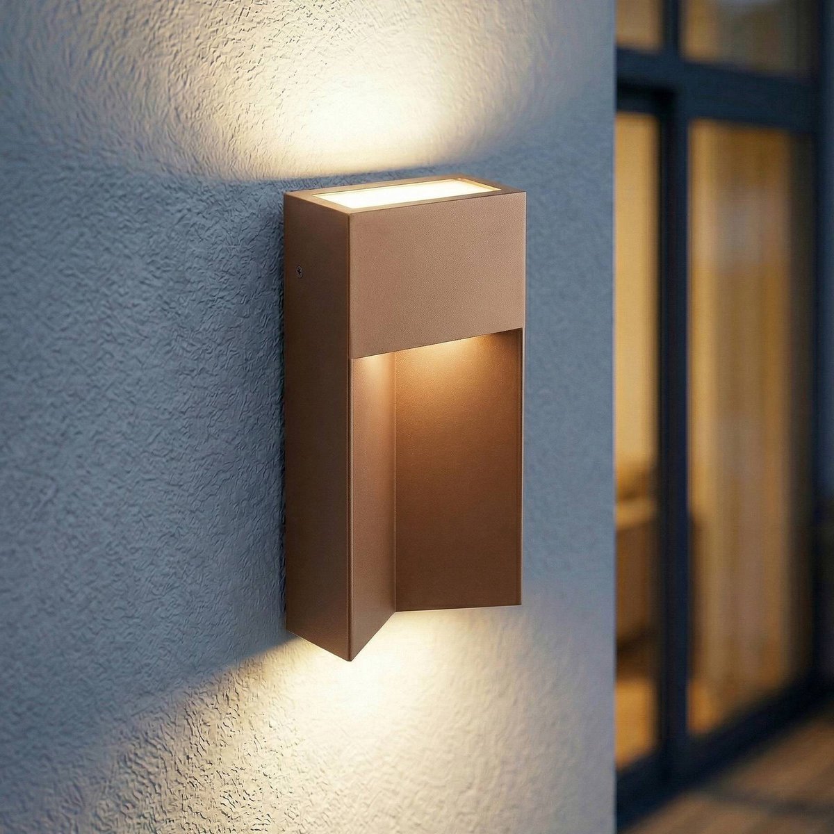 Kaholo LED-Außenwandleuchte, CCT, Aluminium, IP44, braun, eckig Lucande - Modern