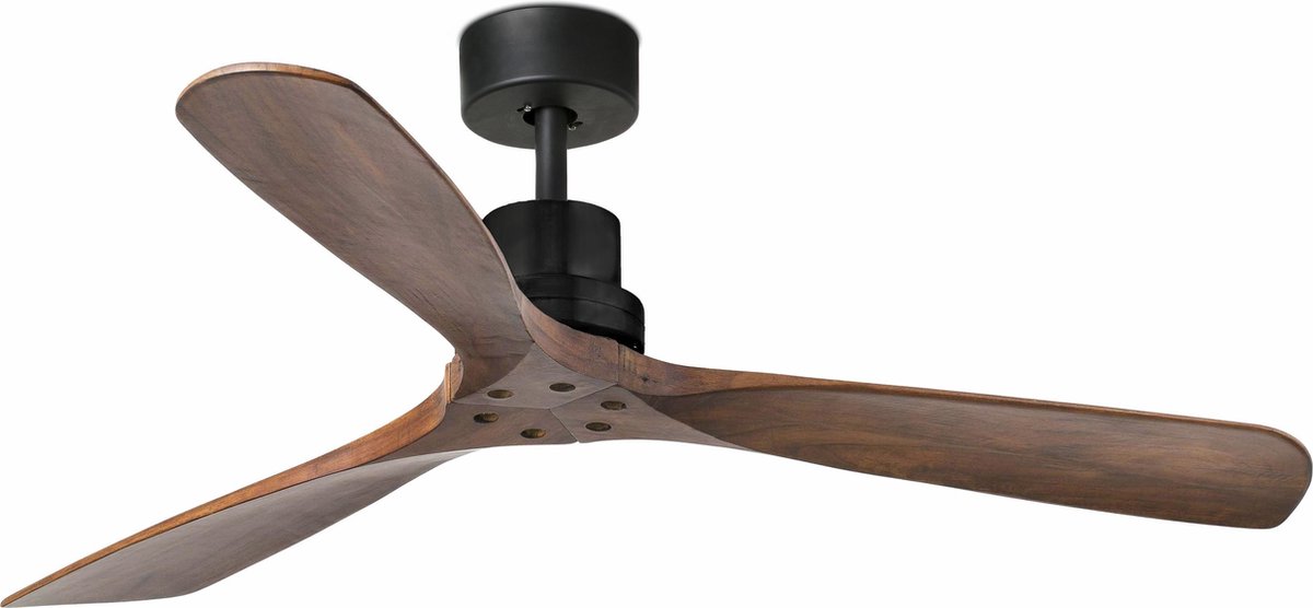 Lantau Deckenventilator, Ø 132 cm, Remote, walnuss/schwarz FARO BARCELONA - Wohnzimmer - Modern - Holz