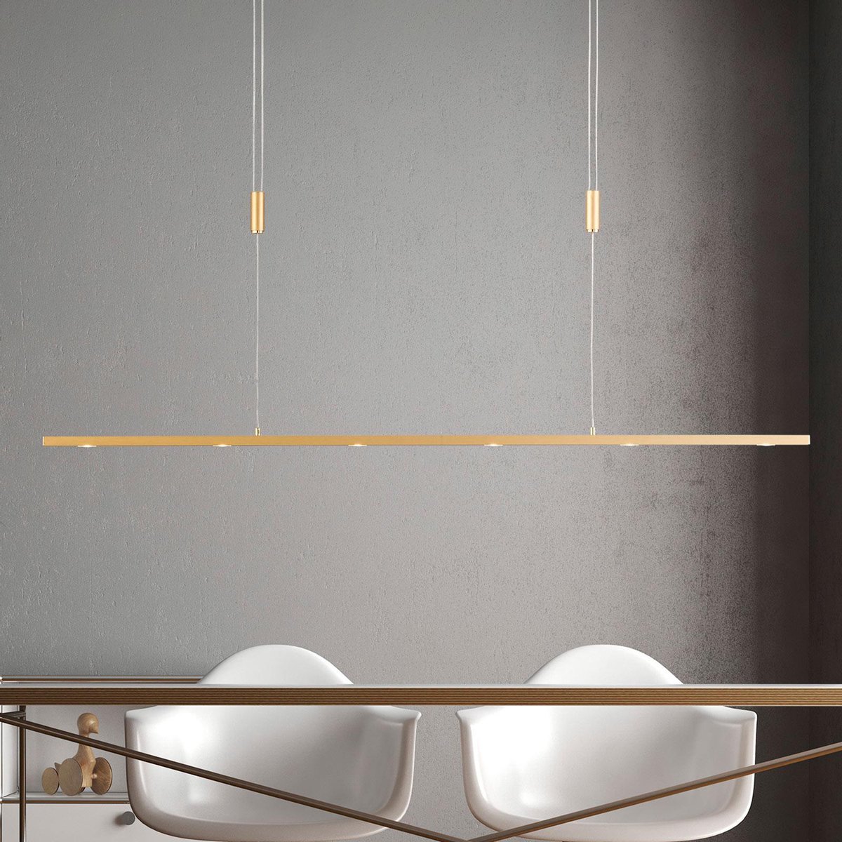 LED-Pendellampe Tolu, Länge 119 cm, messing Quitani - Wohnzimmer - Modern - Metall - Einflammig