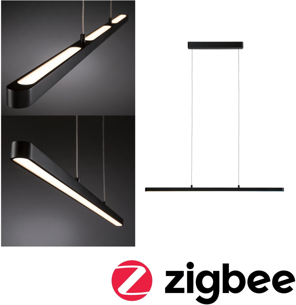Lento LED-Hängelampe, up/down, CCT, dim, schwarz Paulmann - Wohnzimmer - Modern - Metall - Einflammig