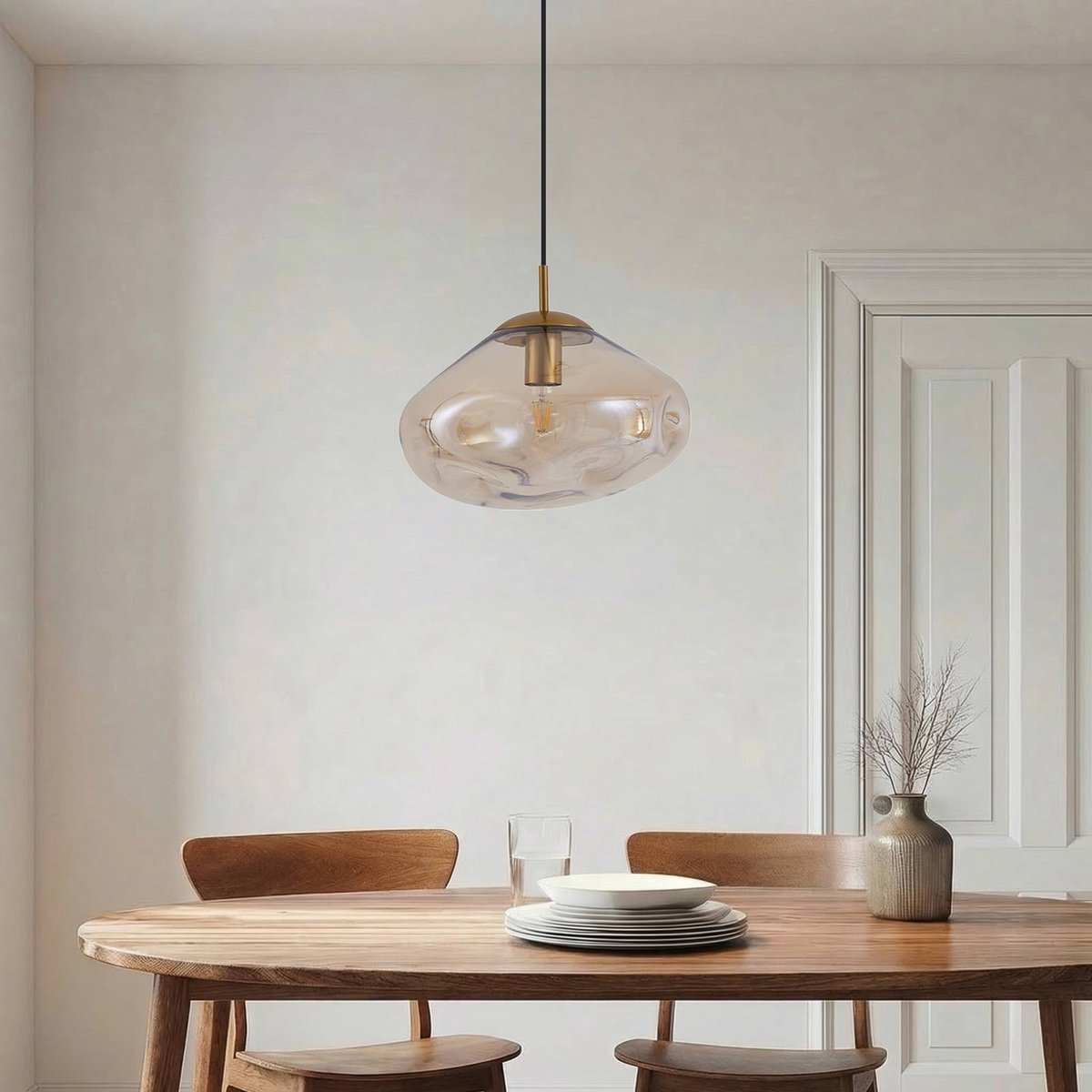 Lelia Hängeleuchte Ø 35 cm amber Glas Lindby - Esszimmer - Design - Einflammig