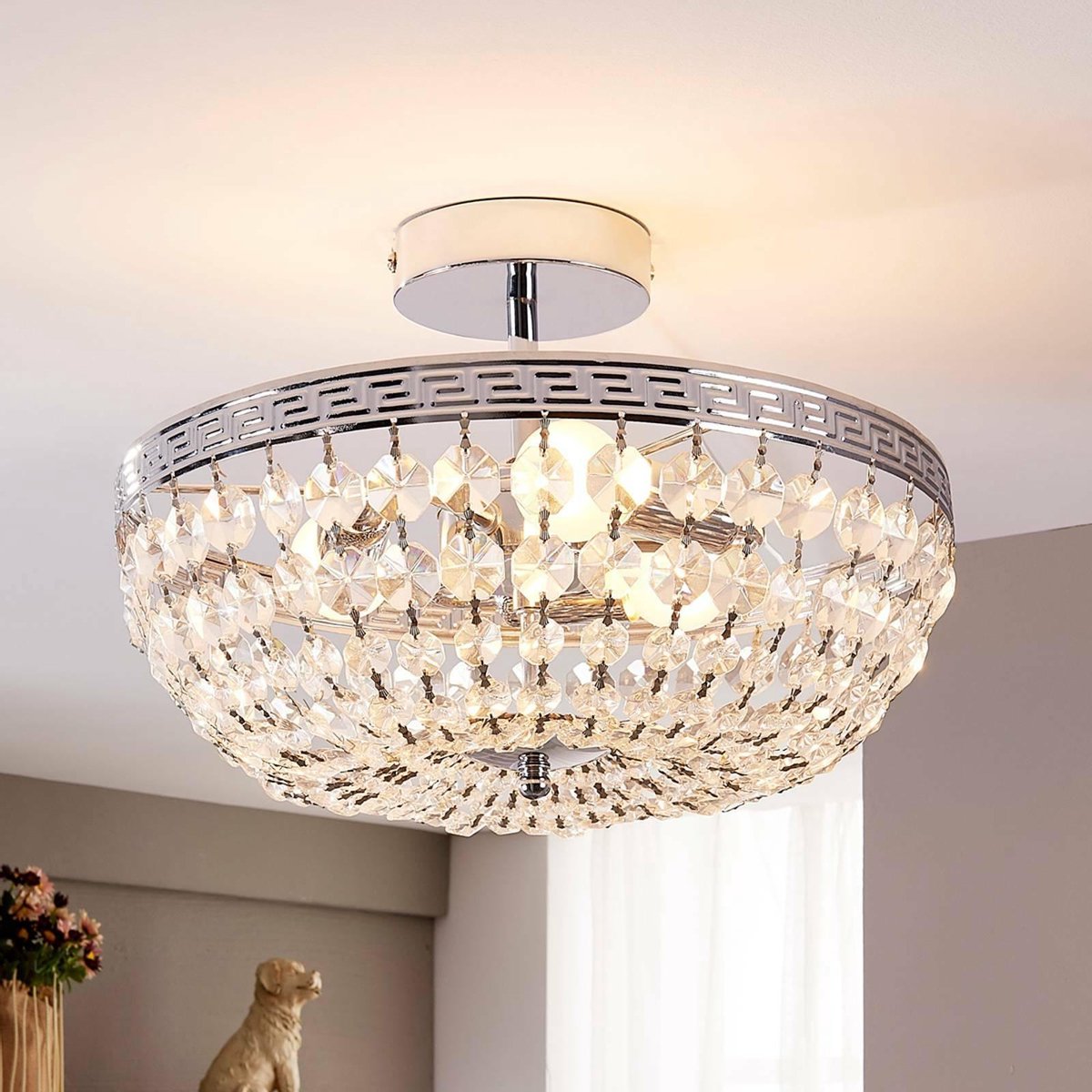 Mondrian Deckenleuchte Clear/Chrome Lindby - Flurbereich - Modern - Kristall - Mit Abstand