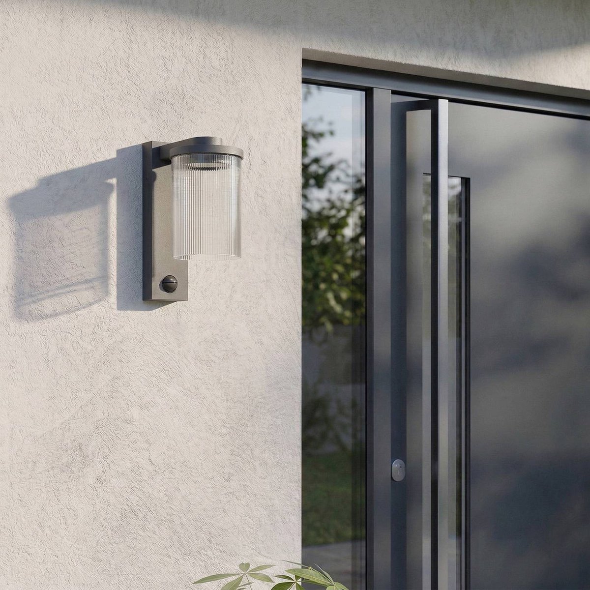 Beelia LED-Außenwandleuchte, Sensor, IP65, Glas, Aluminium, anthrazit Lucande - Terrasse - Modern - Einflammig