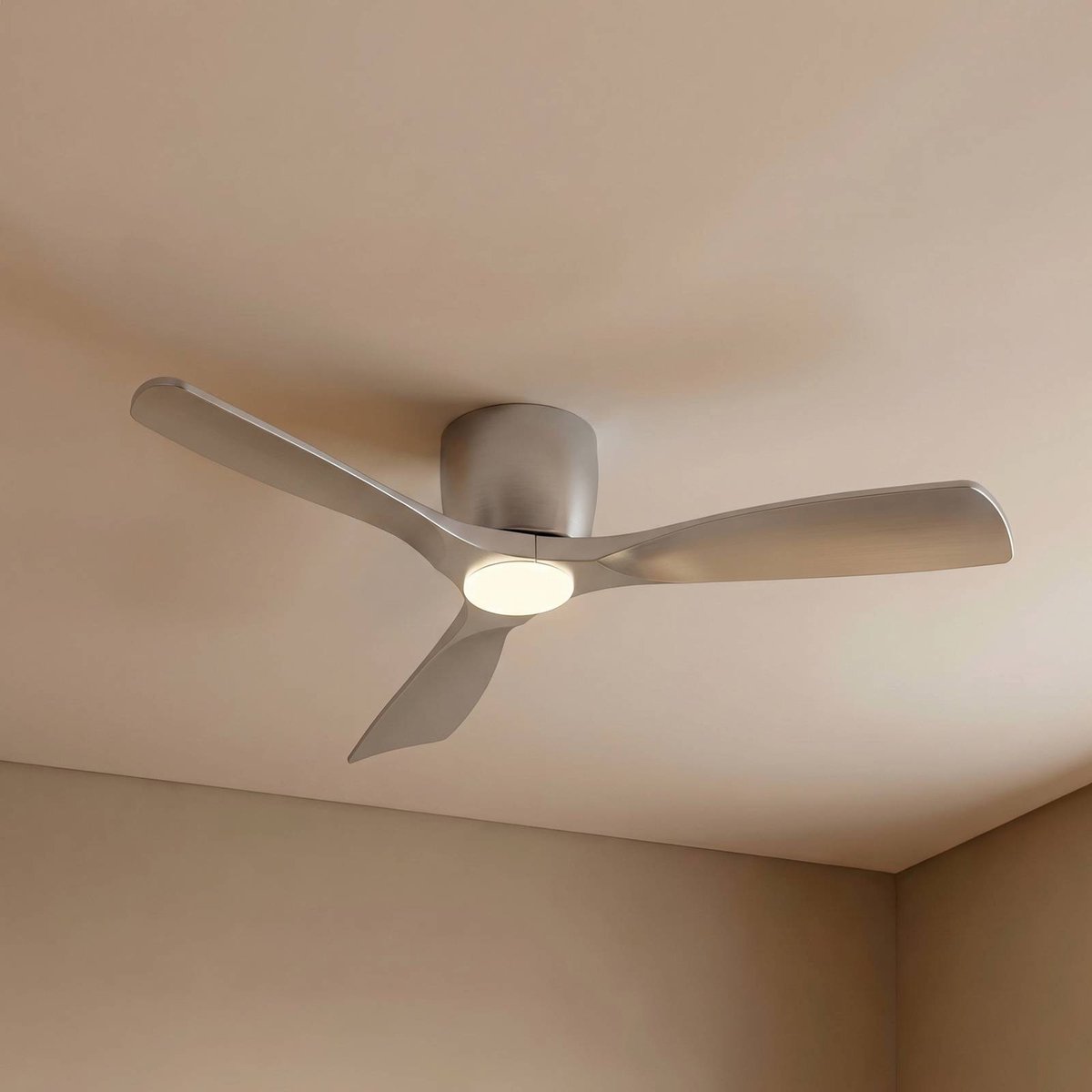 Moneno Smart LED Deckenventilator, silber, DC, dimmbar, CCT Lucande - Wohnzimmer - Modern - Metall