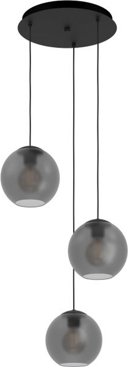 Arangona Hängeleuchte, grau, Ø 46 cm 3-flg. Stars of Light - Wohnzimmer - Modern - Glas - Mit Schirm