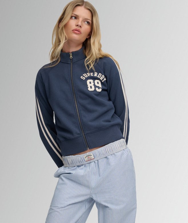 Superdry Damen Athletic Applique Trainingsjacke Navy - Größe: 40