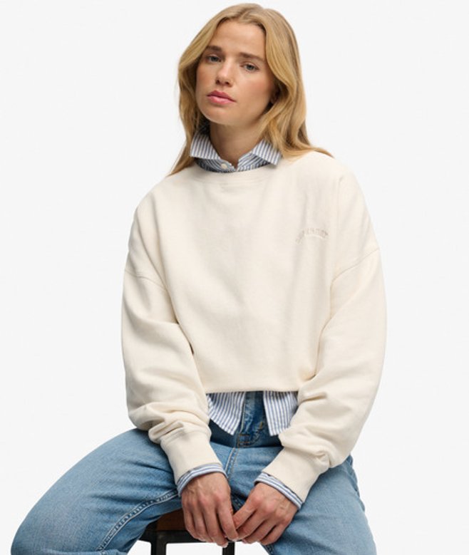 Superdry Damen Essential Logo Rundhals-sweatshirt White - Größe: 36