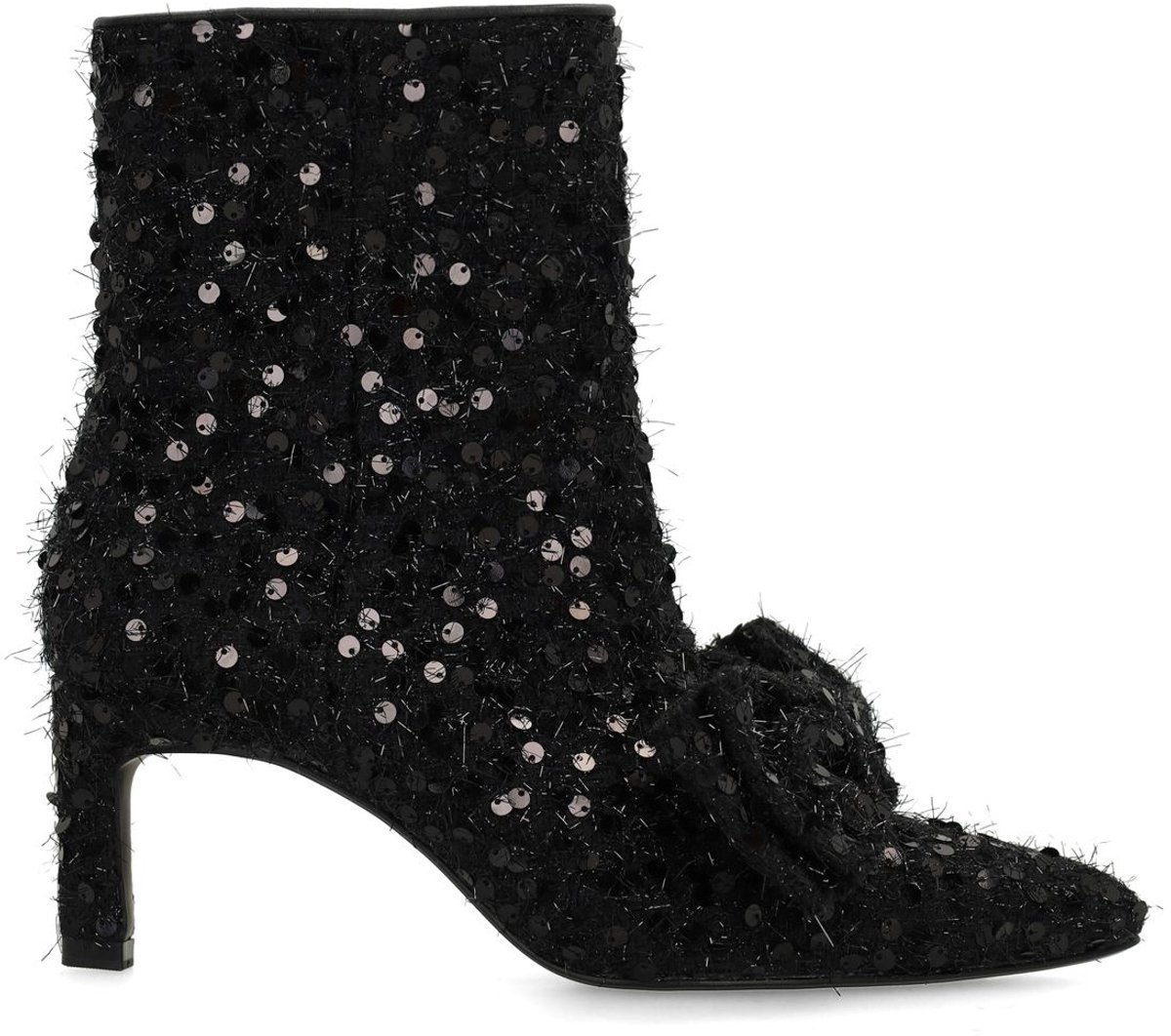 Schwarze Glitzer-Stiefeletten mit Absatz
