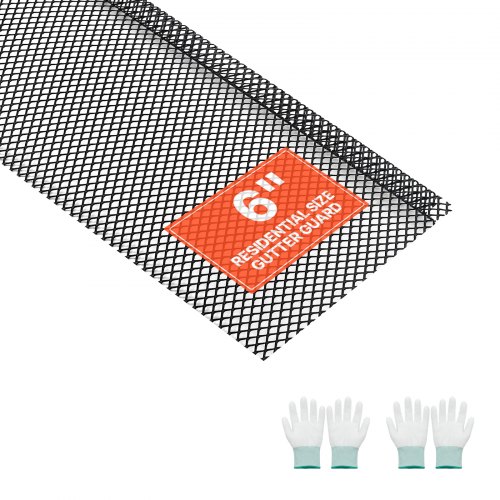 VEVOR Protector de Canalón de 152,4 mm x 36,58 m, Rejilla para Canalón de Acero con Malla Microperforada, Cubierta Antihojas con Drenaje para Tejados Residuos Agujas de Pino, 40 Unidades, Color Negro
