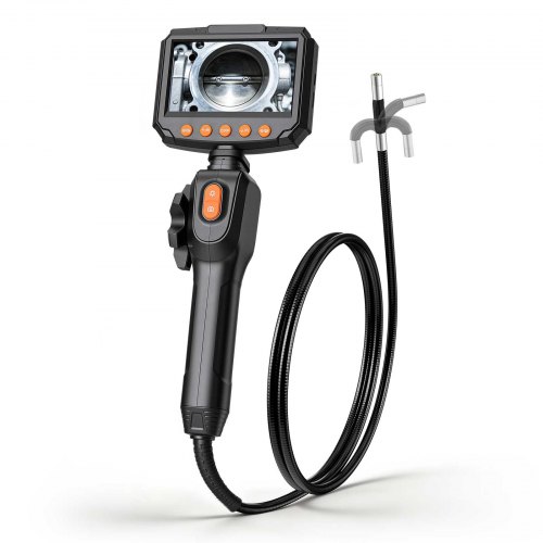 VEVOR Articulating Endoscope with Light, Two-Way Articulated Borescope Camera, 4.3" HD IPS Screen, 1280 x 720 Lens, 8X Zoom, IP67 Waterproof Inspection Snake Camera for Auto, Plumbing (1.5m Cable)