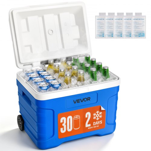 VEVOR Hard Cooler, 20L Portable Rolling Cooler with Wheels, Leak-Resistant Coolbox Keeps Contents Cool for 48 Hours, Ice Retention Insulated Chests, Ultra-Light for Outdoor Picnics, Grill, Camping