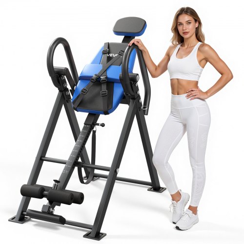 VEVOR Inversion Table, 136 kg Capacity Heavy Duty Back Inverter Stretcher, Inverted Table with Dual-Roller Locking, Decompression Tables for Shoulders, Neck, Back, Multi-Angle Adjustable Tether Strap