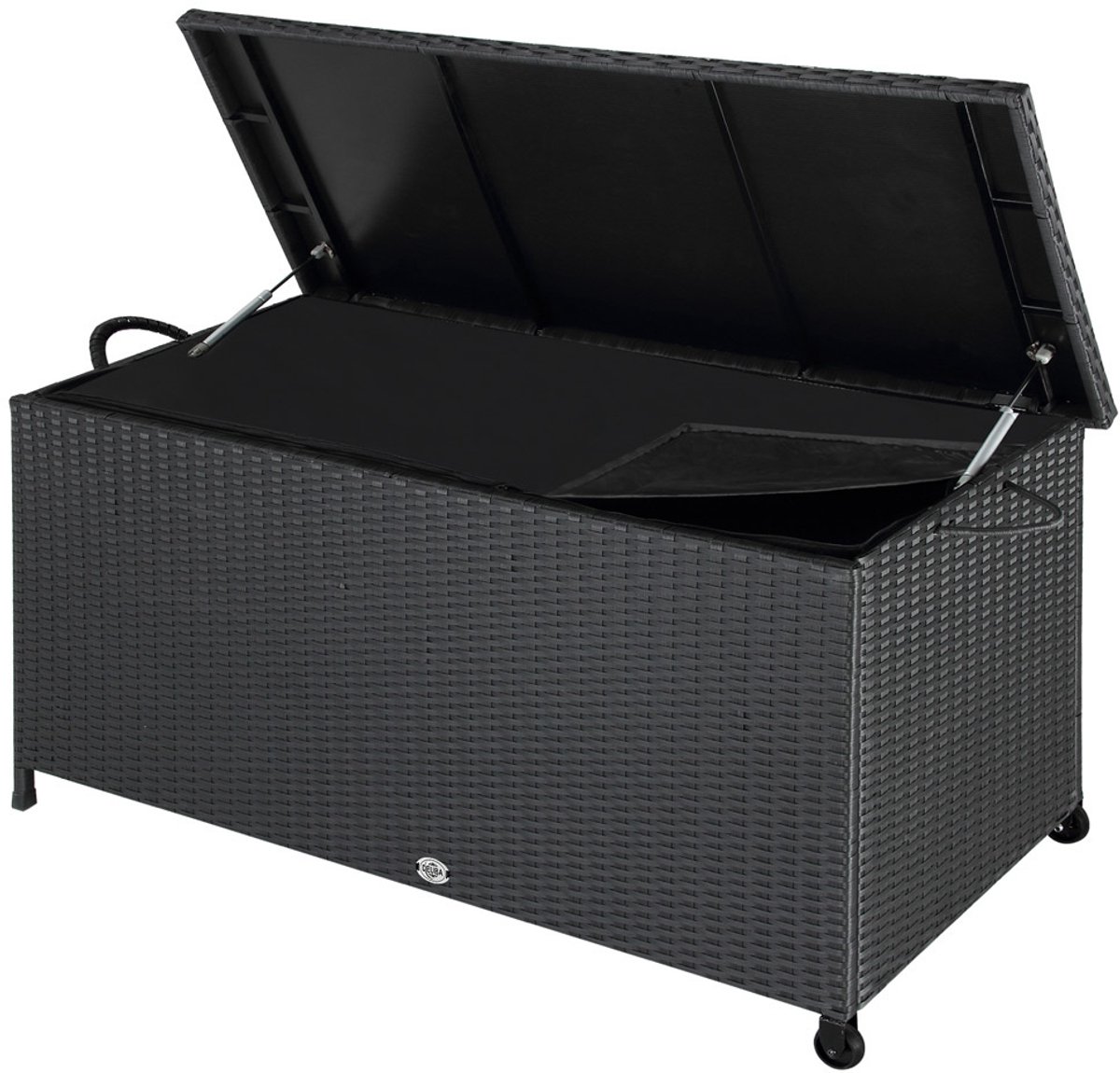 Skrzynia ogrodowa Czarna Technorattan 117x53x60cm Uchwyt