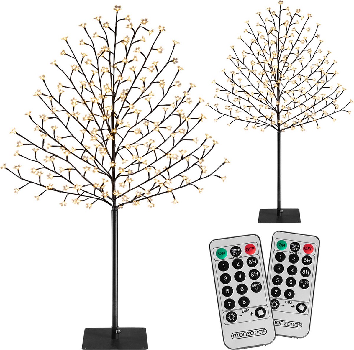 Drzewko ozdobne x2 białe 220 cm na zewnątrz/wewnątrz + pilot