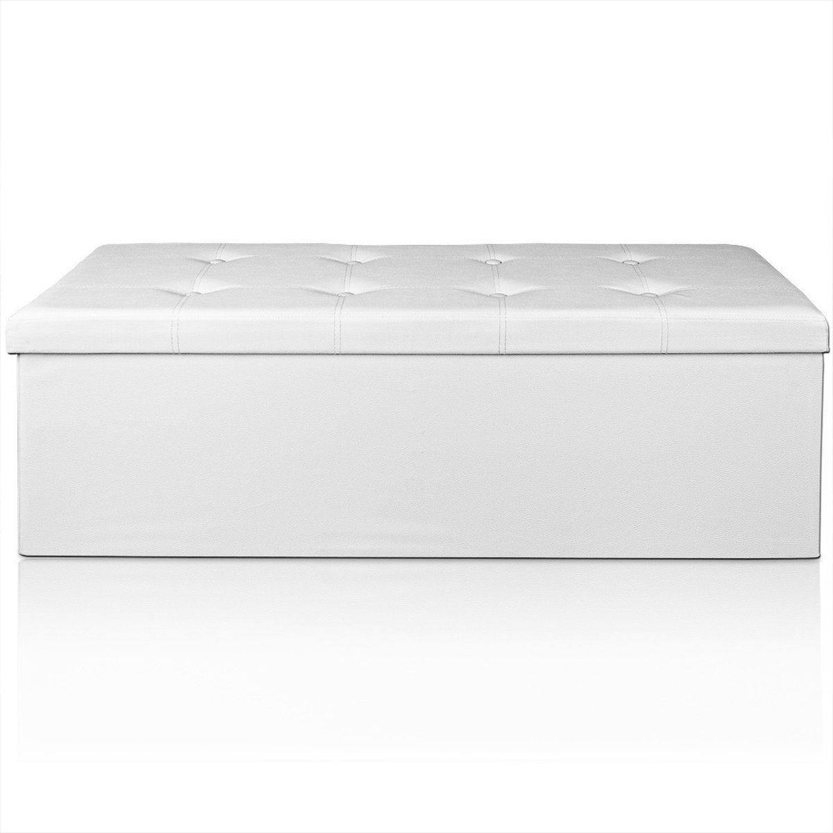 Ławka Biała 115x38x38cm Ze Schowkiem Składana