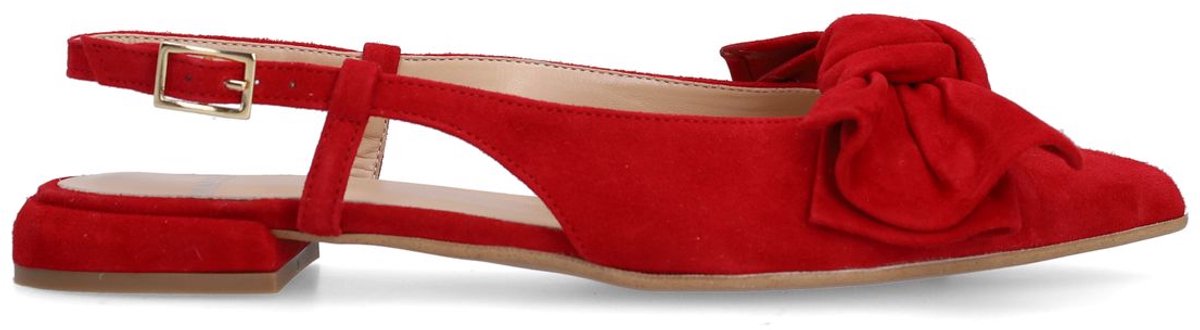 Rote Slingbacks aus Veloursleder