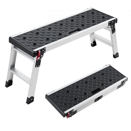 VEVOR Folding Work Platform, 910 x 310 mm Aluminum Step Stool, 420 mm Height, 226.8 kg Load Capacity, Heavy Duty Platform Ladder with Locks, Portable Work Bench for Painting & Maintenance & Home
