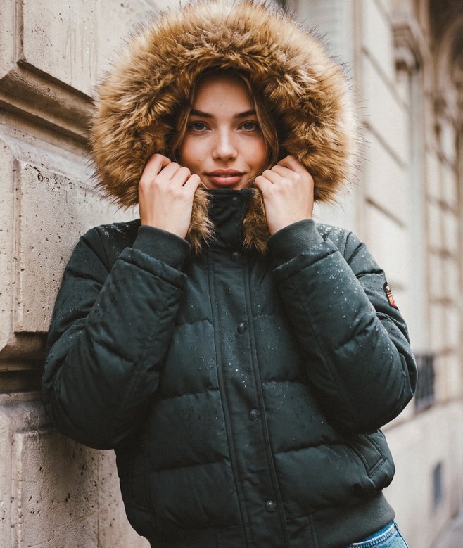 Superdry Damen Everest Kapuzen-bomberjacke Green - Größe: 34