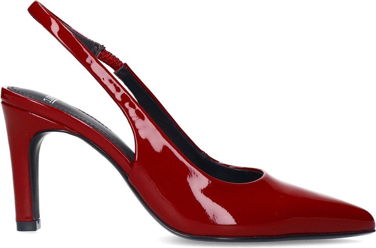 Rote Slingbackpumps aus Lackleder