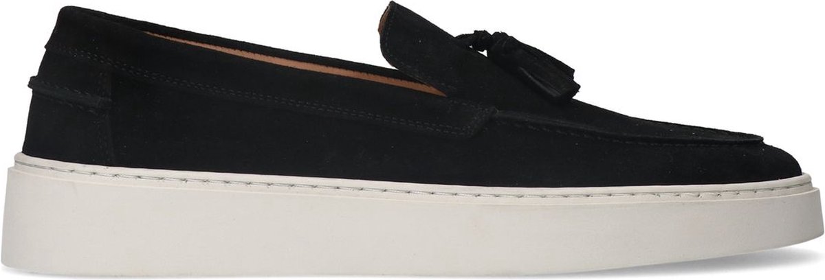 Schwarze Veloursleder-Loafer mit Quasten