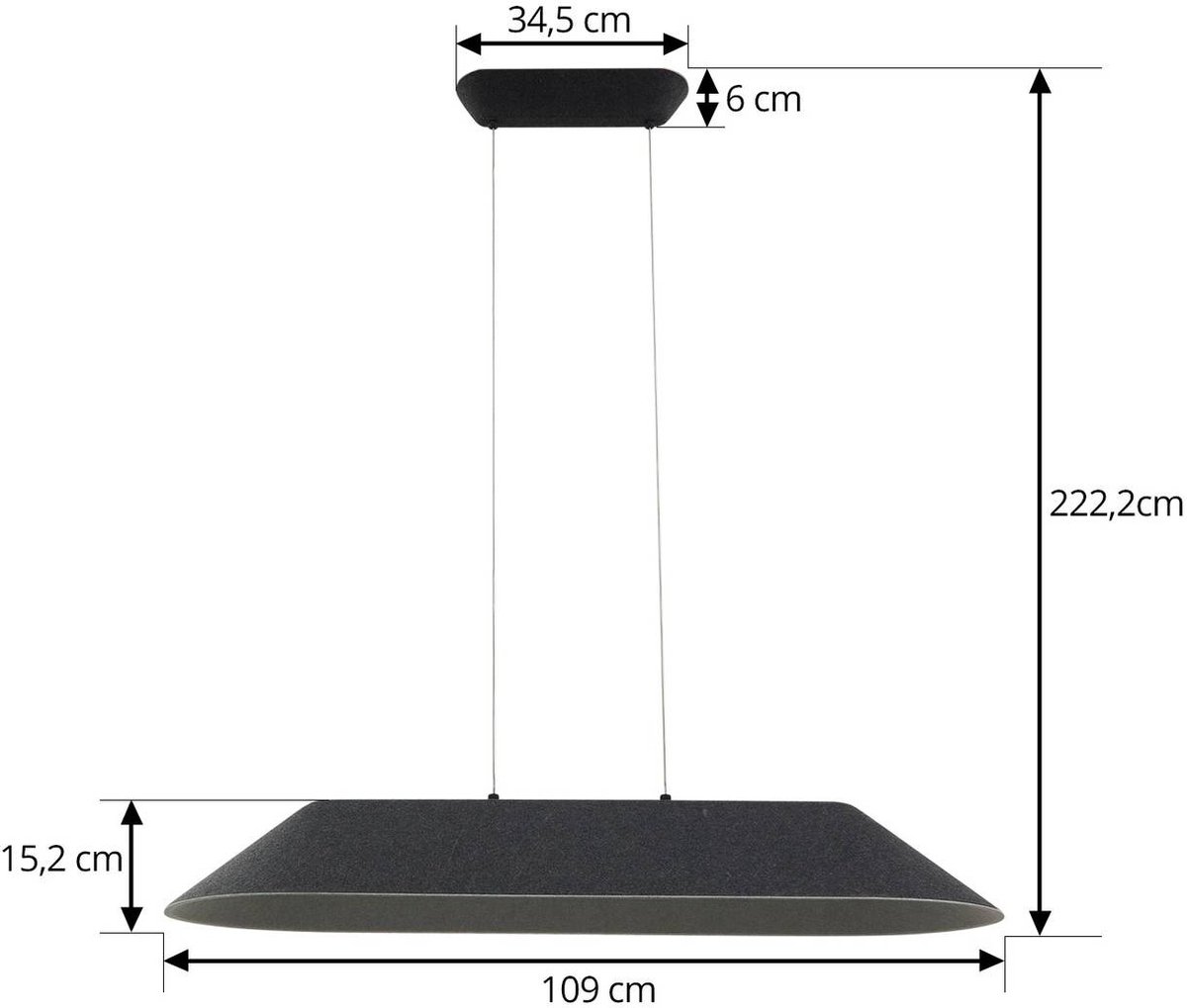 Naelle LED Pendelleuchte Schwarz/Grau Lucande - Esszimmer - Modern - Stoff / Textil - Mit Schirm
