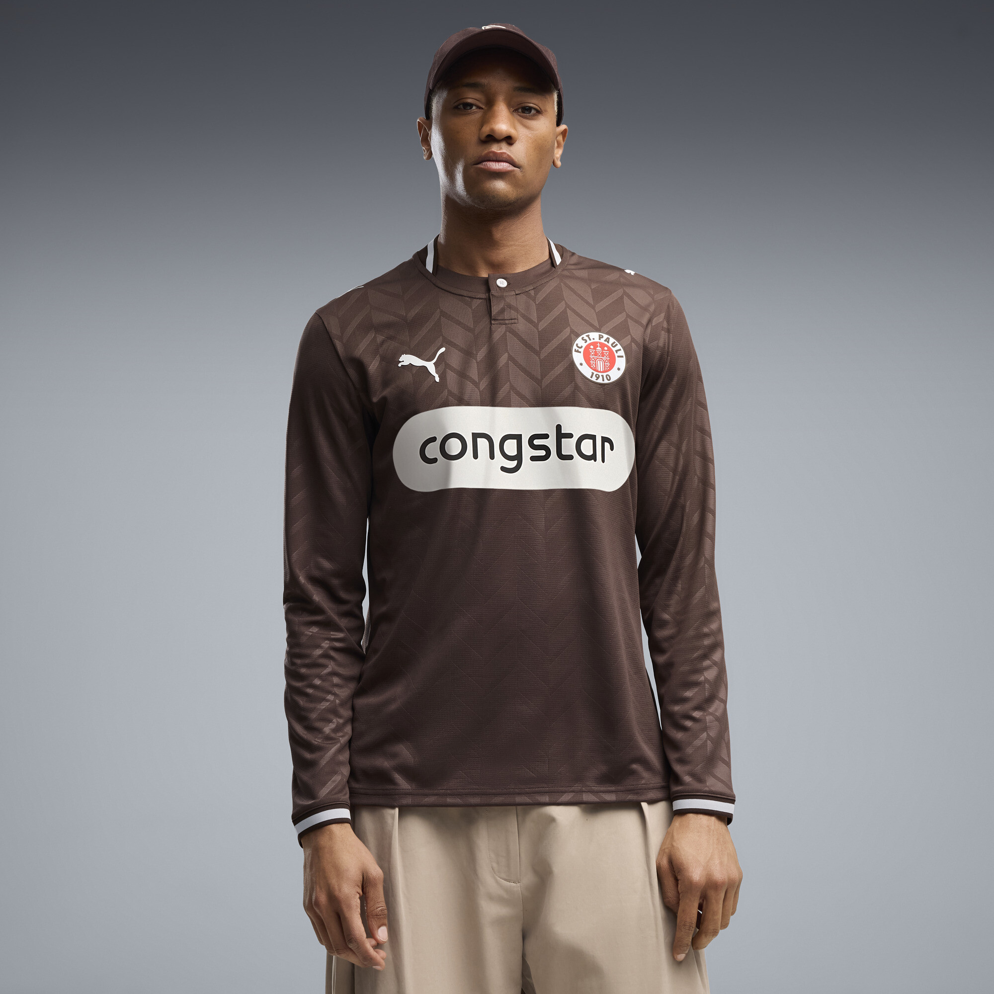 PUMA FC St. Pauli 26/27 Langarm-Heimtrikot Herren, Accessoires, Braun, L
